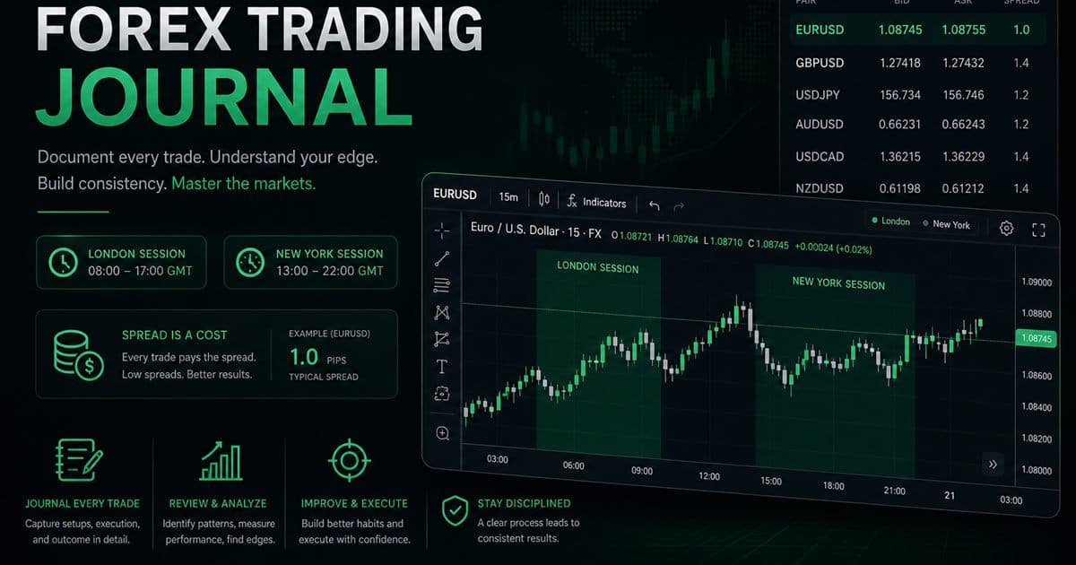 Forex trading journal with session tracking