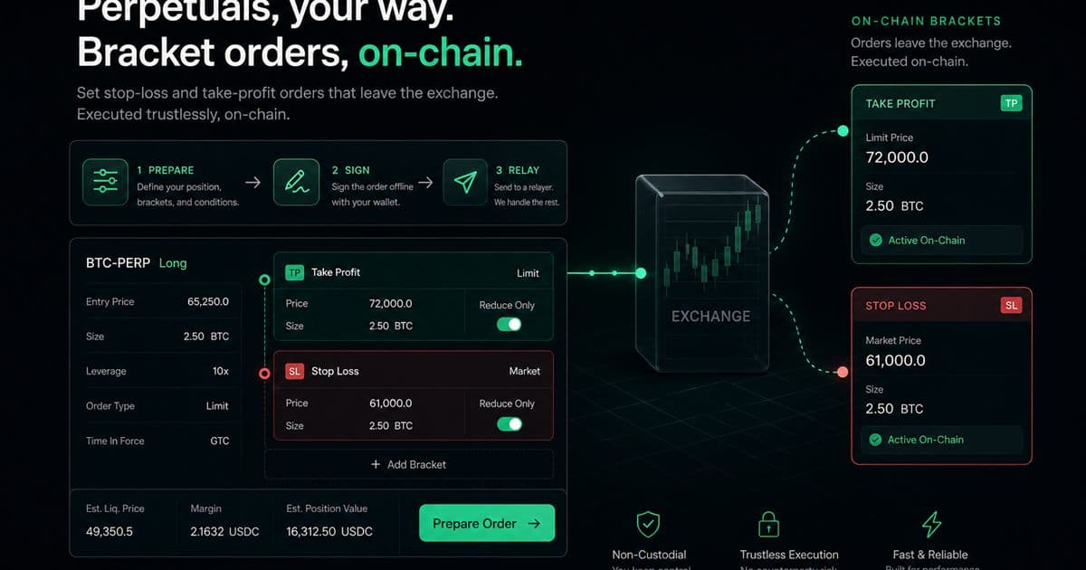 On-chain bracket order preparation and relay flow