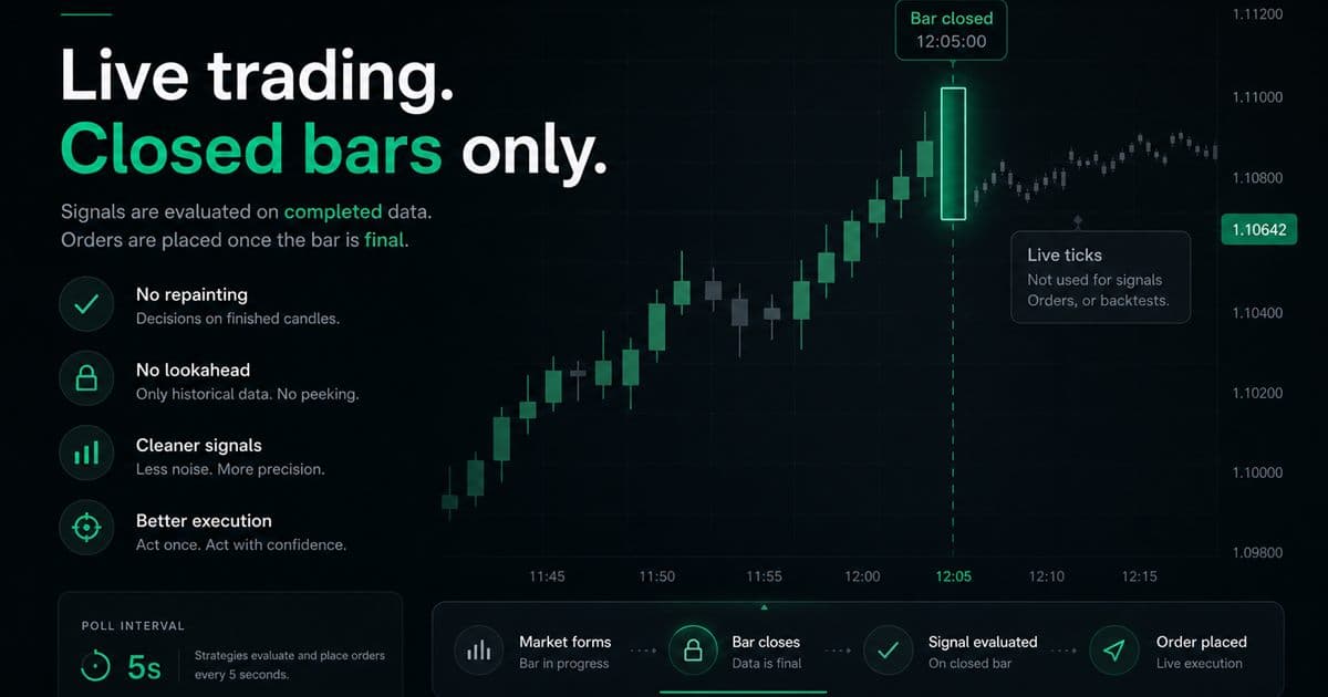 Live trading that only acts on closed bars