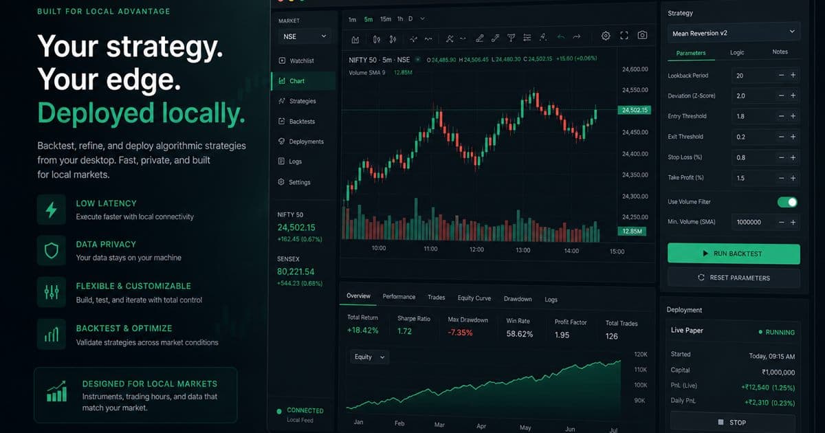 Local trading terminal for backtest and deploy